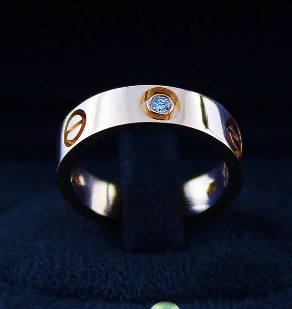 (image for) LIKE NEW ORIGINAL CARTIER 18K PINK GOLD LOVE RING WITH 3 DIAMONDS